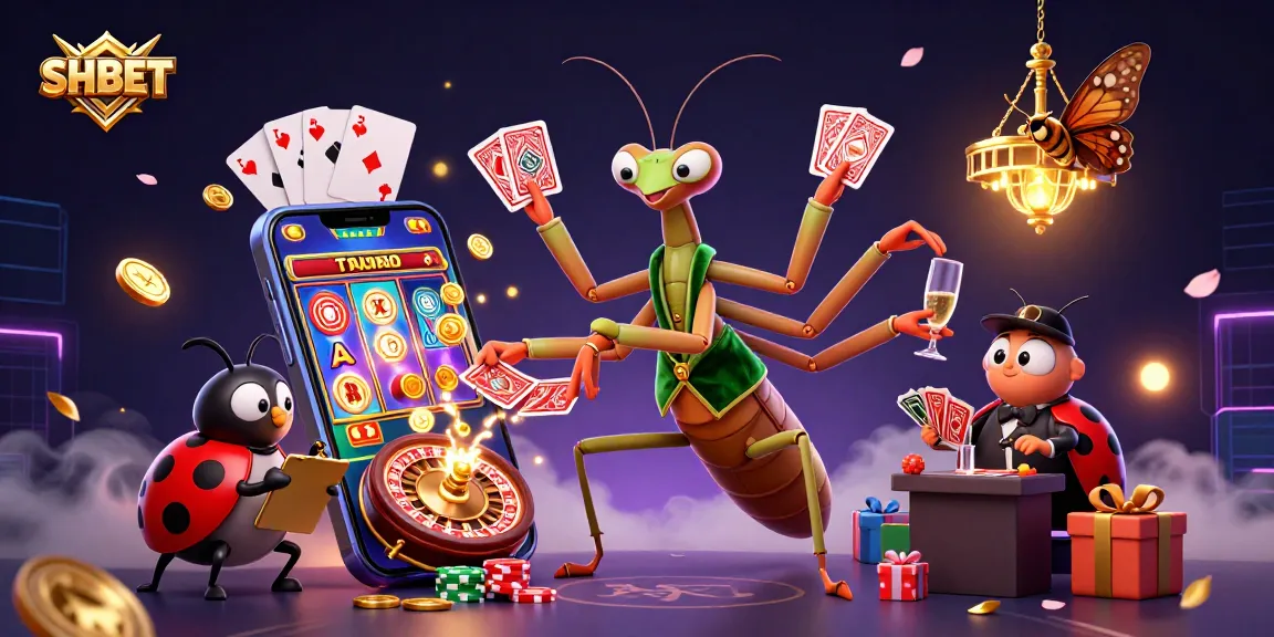 Experience the thrill of SHBET with a vibrant illustration of a casino scene filled with action and excitement.