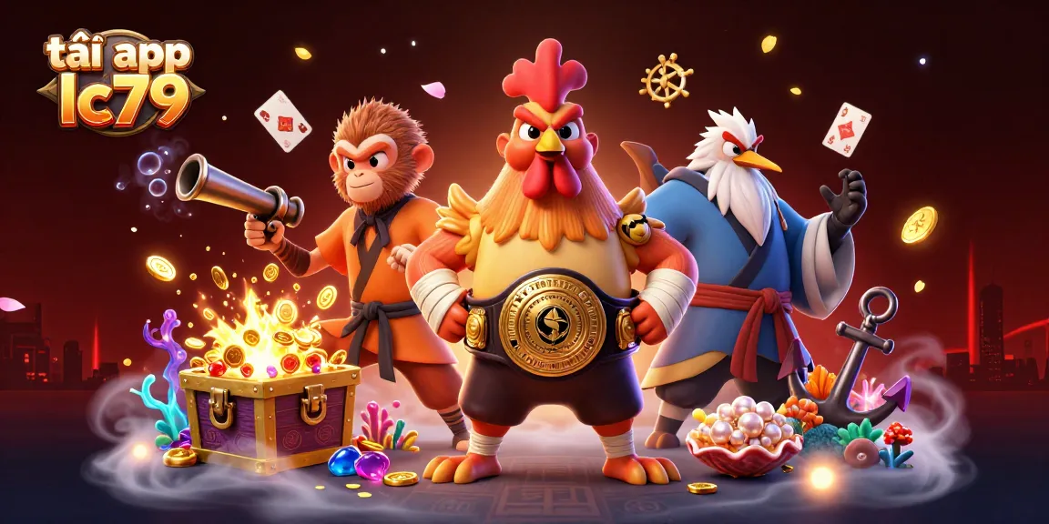 Chơi game tại tải app lc79 với hình ảnh sinh động từ casino ảo, tiền vàng và lá bài nổi bật.