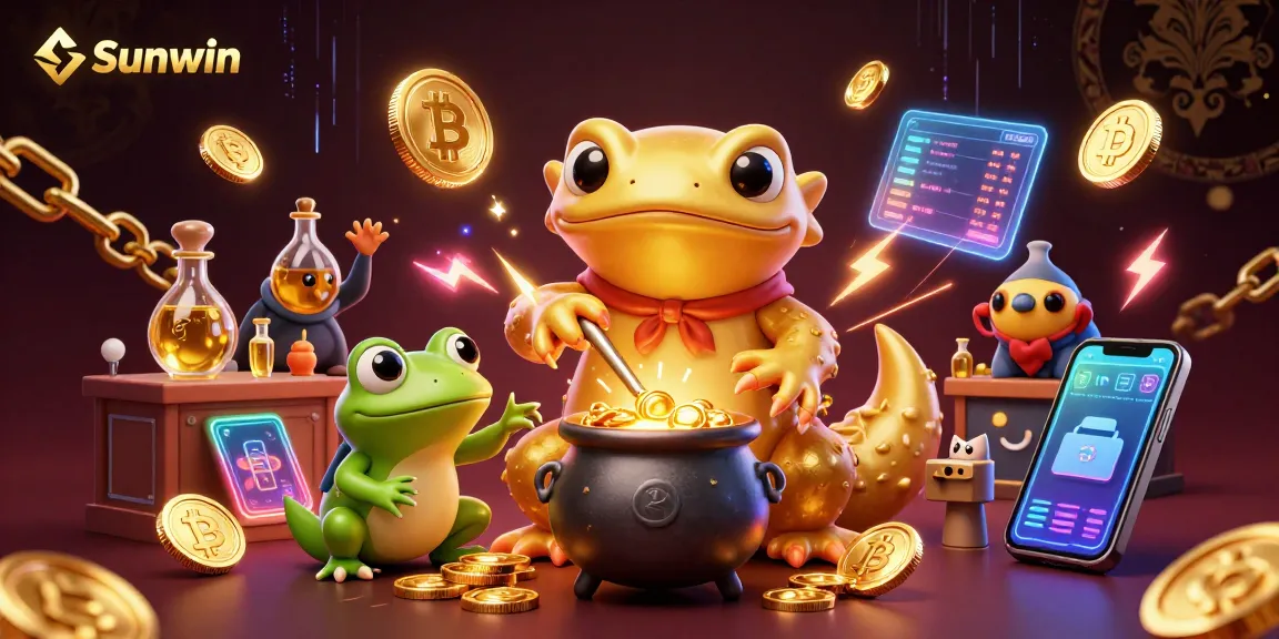 Sunwin features an engaging 3D casino scene with gold coins and dynamic gambling elements.