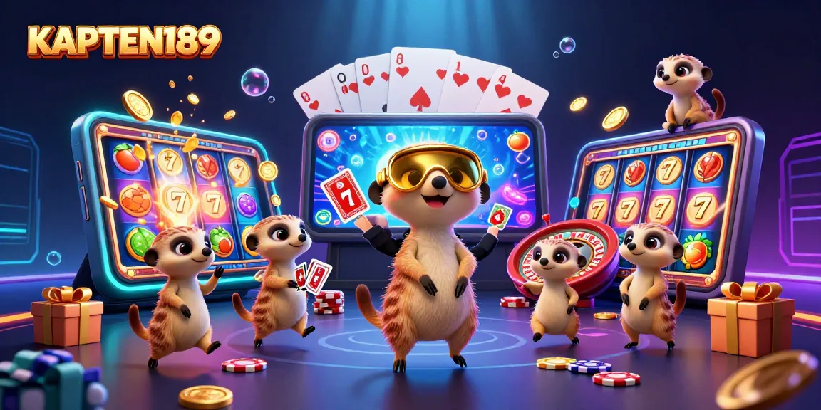 KAPTEN189 menawarkan kesenangan bermain slot online dengan karakter kartun meerkat di kasino yang dinamis.