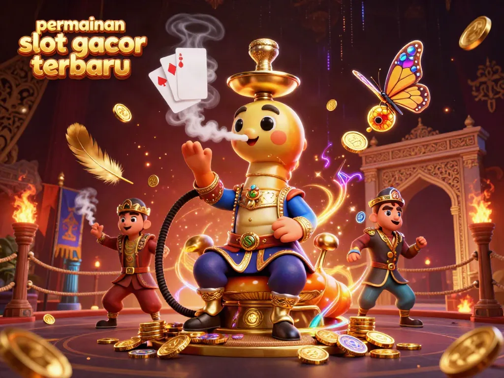 Menangkan permainan slot gacor terbaru dengan simbol tangan poker yang dihasilkan dari asap dalam ilustrasi berwarna-warni.