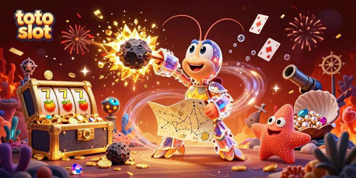 Engage with exciting gaming action in an ultra-detailed toto slot scene featuring vibrant characters and treasures.
