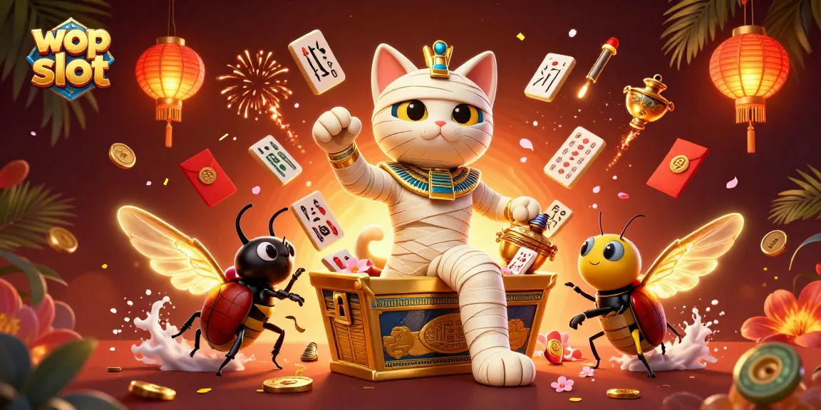Rasakan keseruan bermain wop slot dengan karakter menarik dalam ilustrasi 3D yang kaya warna dan detail.