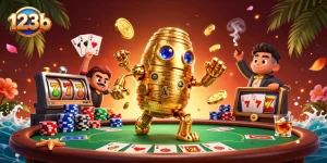 Engage with thrilling slots at 123b, featuring vibrant poker chips and dynamic gameplay elements.