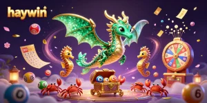 Experience exciting casino fun with Haywin's vibrant treasure hunt featuring a lively sea dragon and dynamic gaming elements.