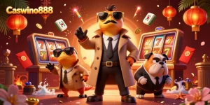 Experience thrilling gameplay at Caswino888 with vibrant slot reels and dynamic casino elements.