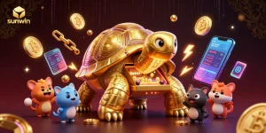 Engage in winning strategies at sunwin with a vibrant 3D casino-themed illustration showcasing energetic gaming elements.