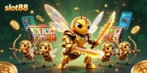 Mainkan slot88 dengan karakter menarik dan simbol slot yang menawan dalam ilustrasi 3D